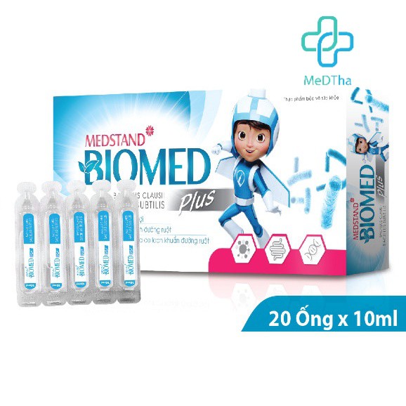 Men vi sinh dạng ống Biomed Plus Medstand - Bổ sung lợi khuẩn, kích thích tiêu hóa (Hộp 20 ống) [Chính Hãng]