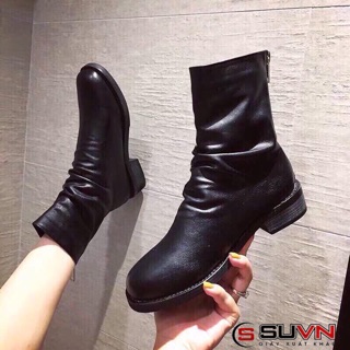 [Freeship ] [Rất rẻ] Bốt nhúm da cao cấp cổ lửng