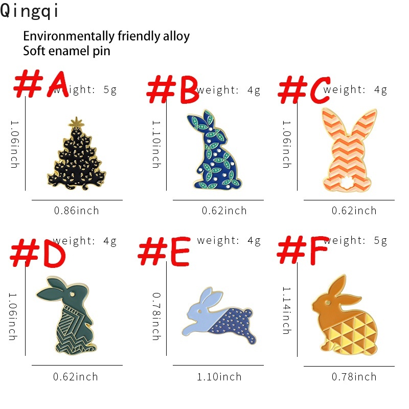 Huy hiệu cài áo Miss Zoe thiết kế kiểu chú thỏ/ cây thông hoạt hình đáng yêu thời trang