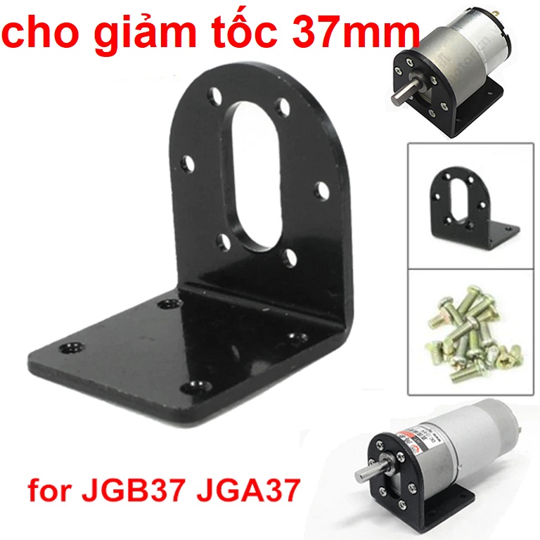 Động cơ giảm tốc 37mm, Khung gắn, giá đỡ cho động cơ giảm tốc 37mm, bằng thép sơn đen