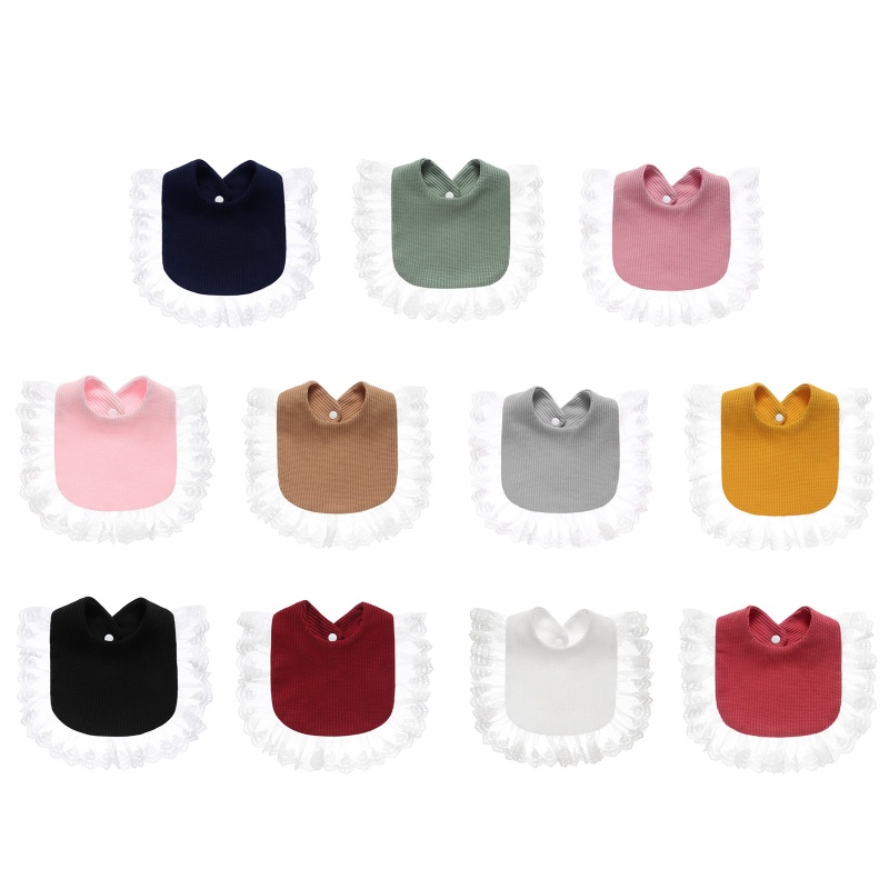 Yếm Ăn Cotton Phối Ren Phong Cách Boho Dành Cho Bé Gái