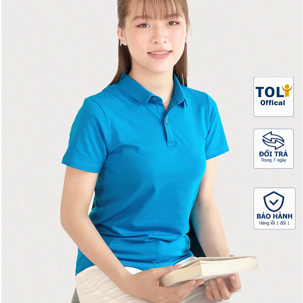 Áo thun nữ Cổ Sơ Mi (Cổ trụ) TOLI, chất cotton 4 chiều mềm mịn, co dãn Xanh Ya