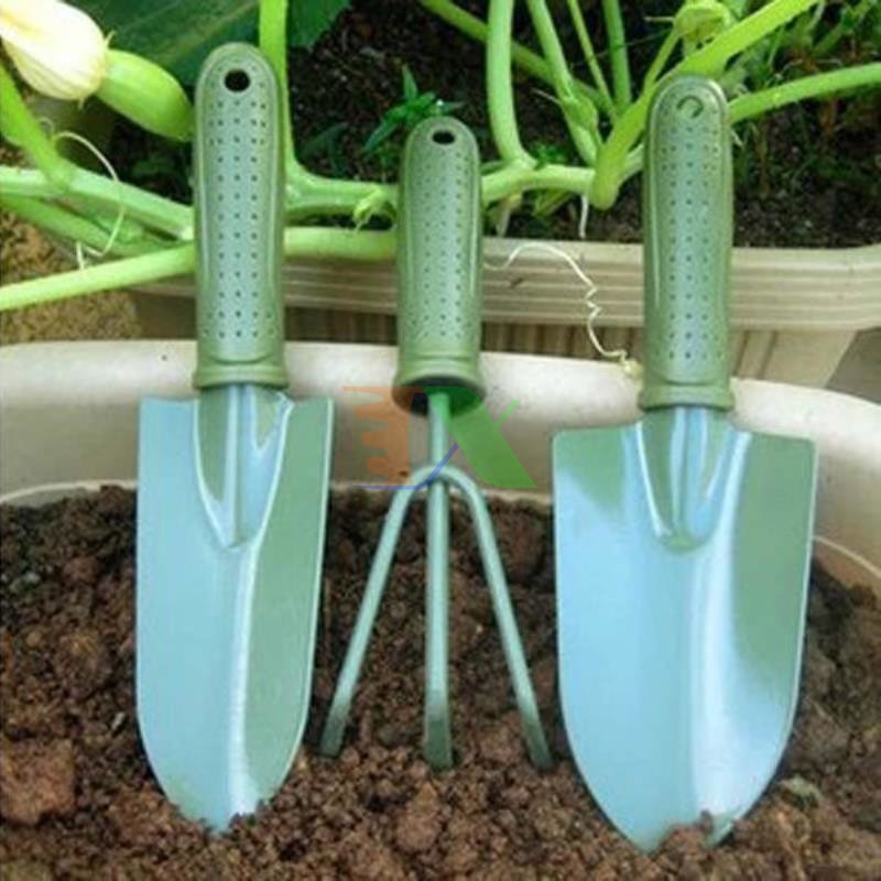 Bộ dụng cụ làm vườn 3 món (thép xanh)