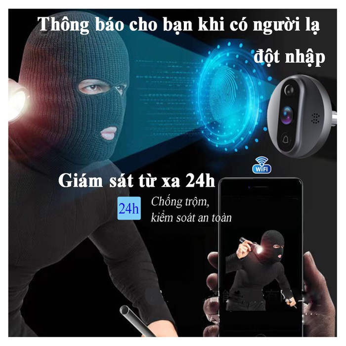 Camera gắn cửa kết hợp chuông cửa thông minh giám sát trên điện thoại