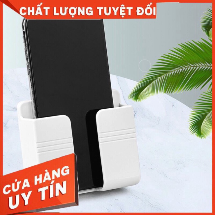 HH Kệ Đựng Remote Để Điện Thoại Dán Tường Có Khe Luồn Dây Sạc Tiện Lợi