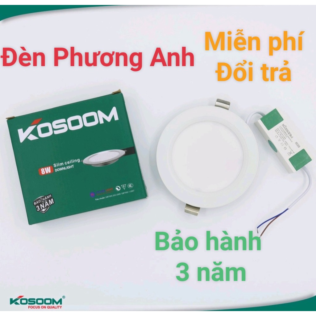 Đèn LED Âm Trần ,Đèn Ốp Trần 8W -KOSOOM- Đổi Màu- Viền Trắng, Viền Vàng( bảo hành 3 năm 1 đổi 1)