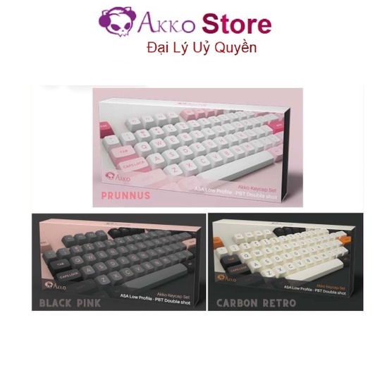 Bộ nút bàn phím cơ AKKO Keycap ASA Low Profile Black Pink / Carbon Retro / Prunnus