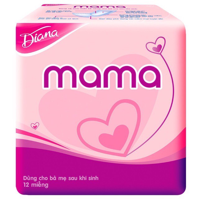 Băng Vệ Sinh Diana MAMA 12 miếng Cho Mẹ Sau Sinh, chất lượng cao, tiện sử dụng