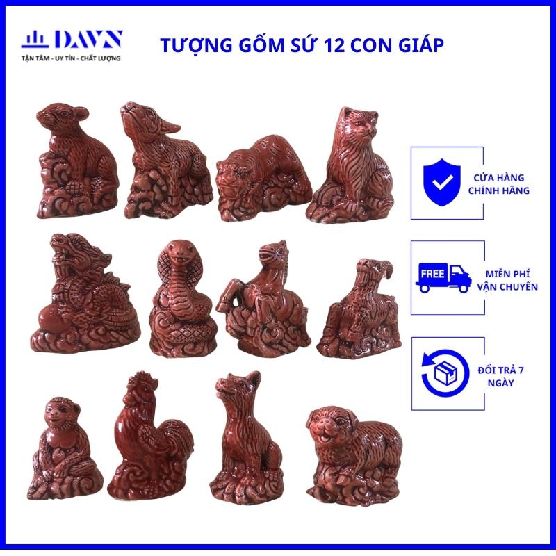 Tượng gốm sứ Bát tràng, 12 con giáp: tý, sửu, dần, mão, thìn, tỵ, ngọ, mùi, thân, dậu, tuất, hợi: Đồ trang trí