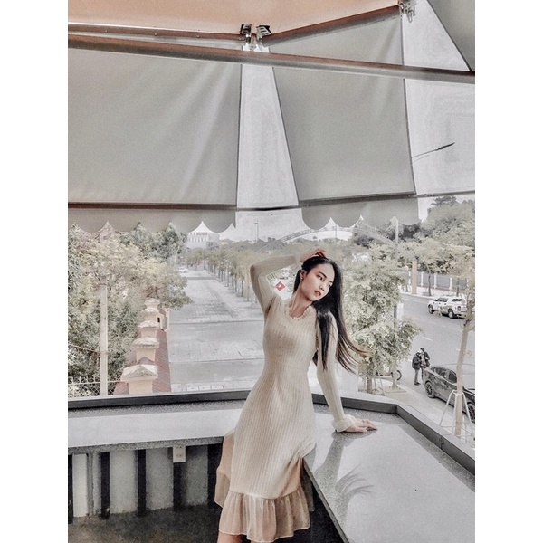 váy thu đông tay dài nữ.