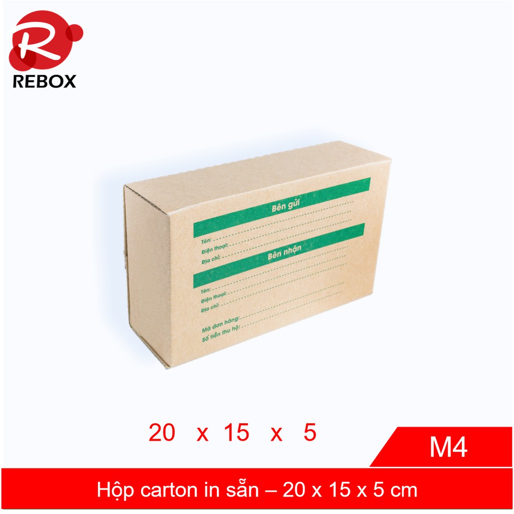 Hộp 20x15x5 cm - 50 hộp carton in sẵn giá rẻ gói hàng siêu nhanh