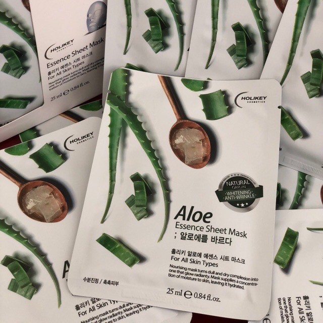 Mặt Nạ Holikey Aloe Vera Essence Sheet Mask Cấp Ẩm & Làm Sáng Da 25ml x10 miếng