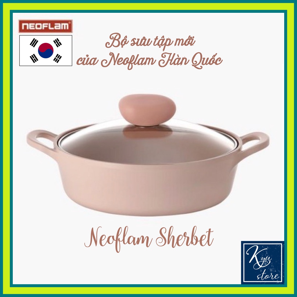 Nồi chống dính đáy từ NEOFLAM SHERBET làm từ nhôm đúc phủ gốm 22 cm Hàn Quốc (màu hồng)