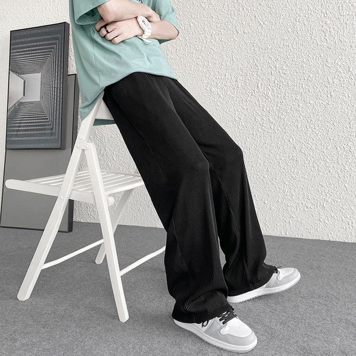 Quần Legging Ống Rộng Xếp Ly Vải Lụa Lạnh Mỏng Thời Trang Mùa Hè Cho Nam