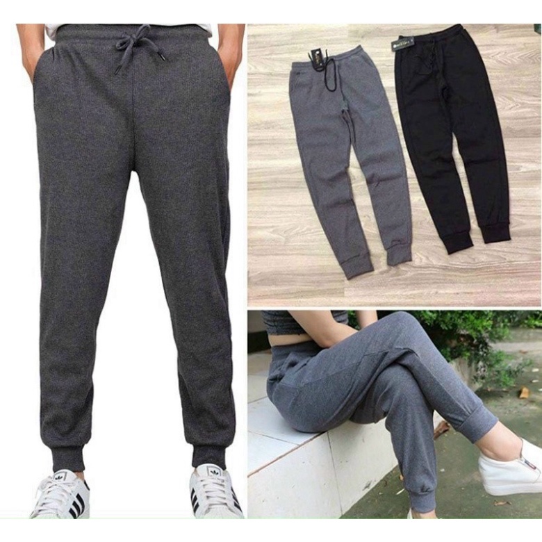 Quần Jogger Len Tăm Unisex Chun Ống Bó Thun