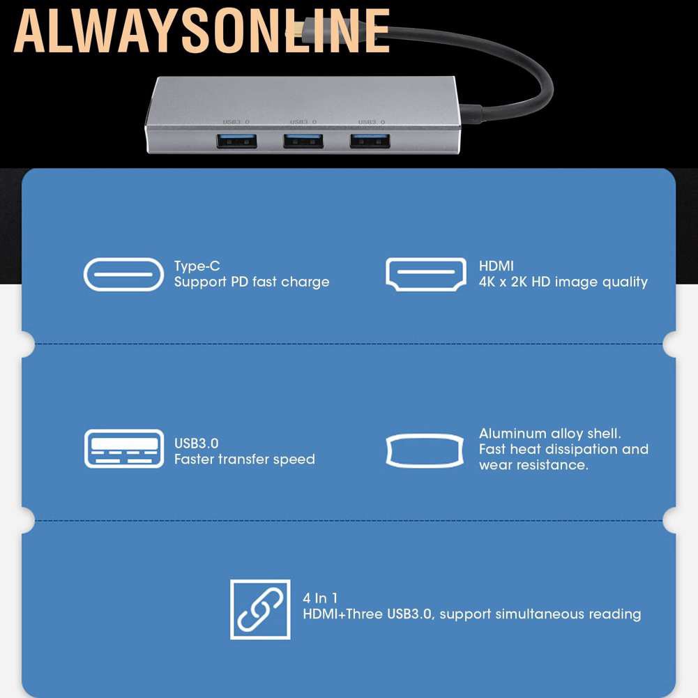 Bộ Chuyển Đổi Hub Type C Sang Hdmi 4 Trong 1 Cho Laptop Máy Tính 4k X 2k | BigBuy360 - bigbuy360.vn