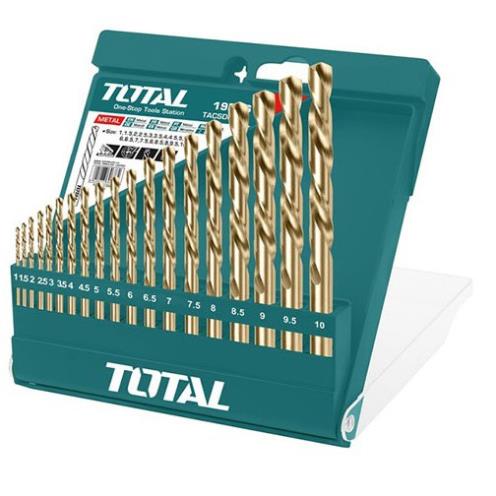 Total Bộ 19 mũi khoan kim loại HSS 1-10mm TOTAL INGCO TACSD0195 AKDB1195