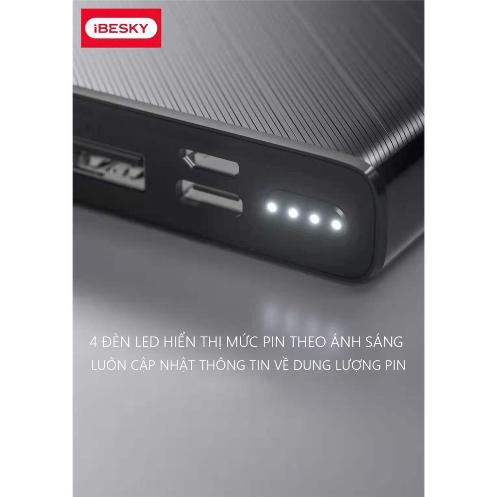 PIN DỰ PHÒNG IBESKY P10 10000mAh SẠC NHANH , MỎNG NHẸ SIÊU TIỆN LỢI  ( BẢO HÀNH 12 THÁNG )