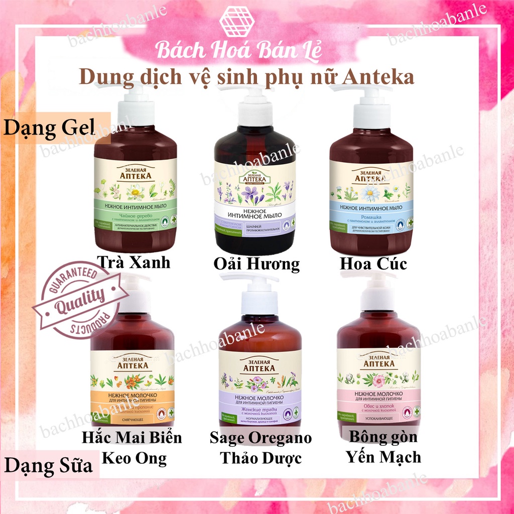 Dung dịch vệ sinh apteka dạng sữa _ Dung dịch vệ sinh 370ml Pharmacy nga