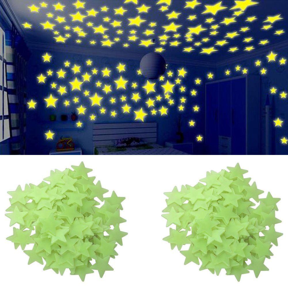 Miếng Dán Tường Hình Ngôi Sao 3D Phát Sáng Trong Bóng Tối 3cm