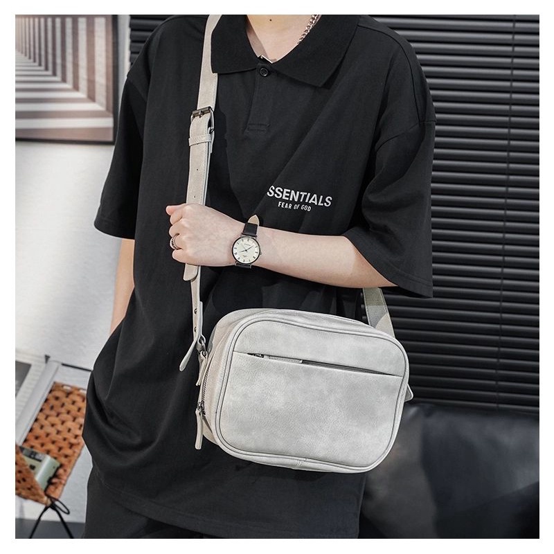 Túi đeo chéo màu xám W2P 4068 da Pu cao cấp chống thấm nước chống mài mòn thời trang cá tính tiktok ulzzang