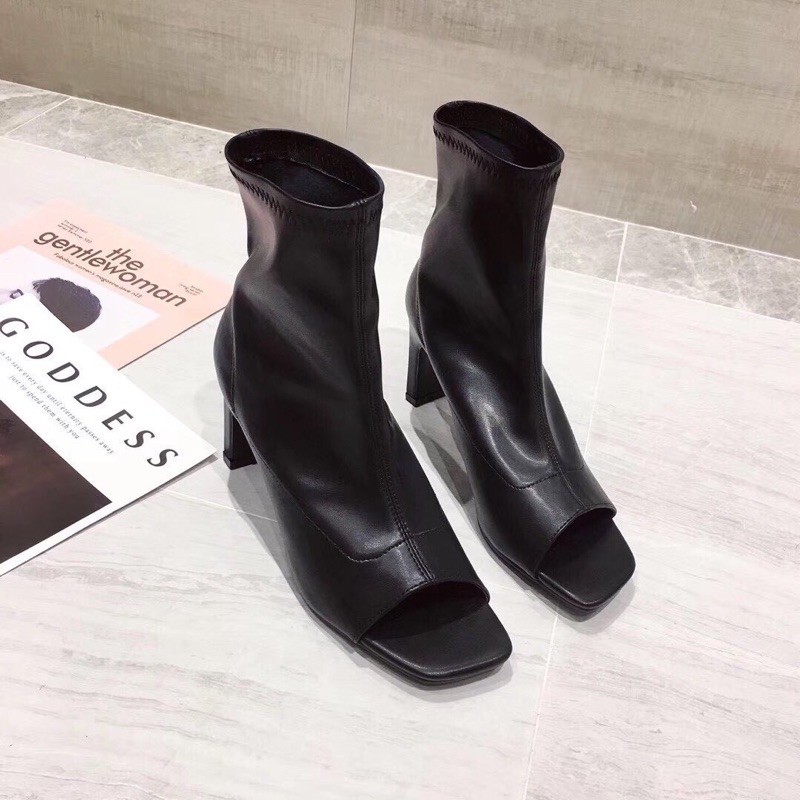 ❤️ HÀNG FULL BOX CÓ SẴN❤️ Boots hở mũi gót dẹt 9cm