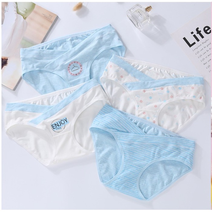 [Túi 4] Quần lót bà bầu cotton cạp chéo Quần chíp bầu cao cấp kháng khuẩn  FSHOPP5 (Màu ngẫu nhiên)