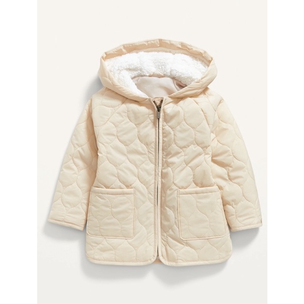 Áo khoác Chần Bông Old Navy Trắng Lót Lông xuất dư