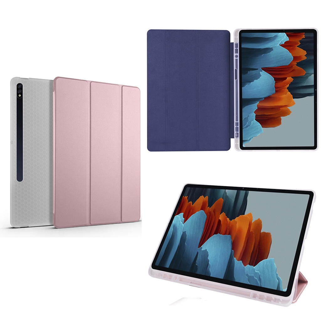 Bao Da PU + TPU Tự Động Tắt Mở Màn Hình Thông Minh Kèm Ngăn Đựng Bút Cho Samsung Tab S7 S7+ S7FE S8 S8+