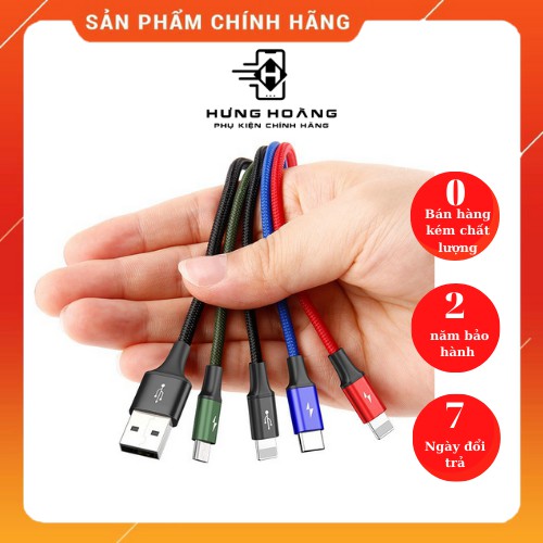 Dây sạc đa năng Baseus 4 đầu Rapid (2 lightning) 3.5A, sạc cực nhanh - Hưng Hoàng