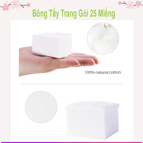 Bông Tẩy Trang Mini Bỏ Túi Du Lịch - Bông tẩy Trang Gói 25 Miếng Xinh Xắn