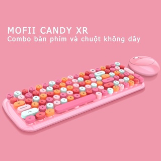 Mofii Candy XR Bộ bàn phím và chuột không dây cực dễ thương, 104 phím, dùng cho laptop pc tivi, lắp là dùng ngay