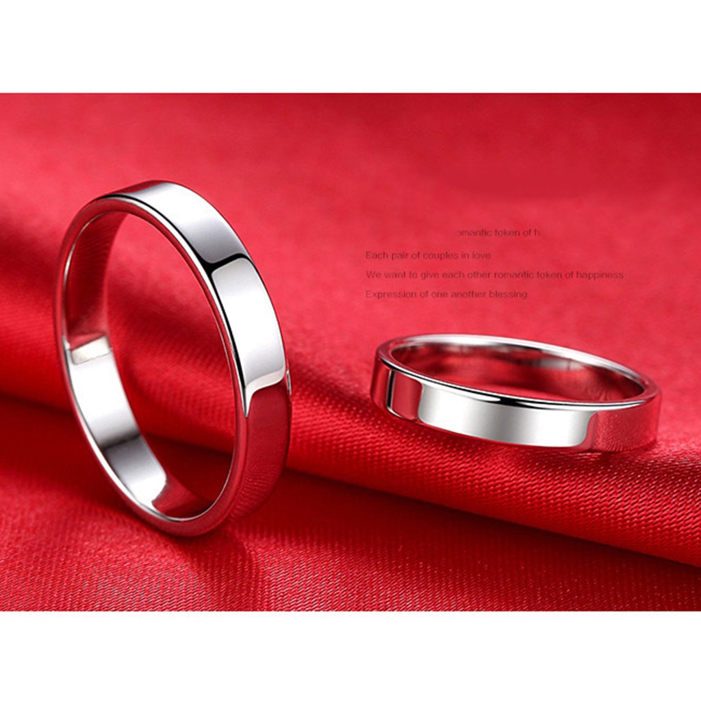 925 sterling bạc nhẫn cặp đôi nhẫn có thể điều chỉnh độ bóng đơn giản