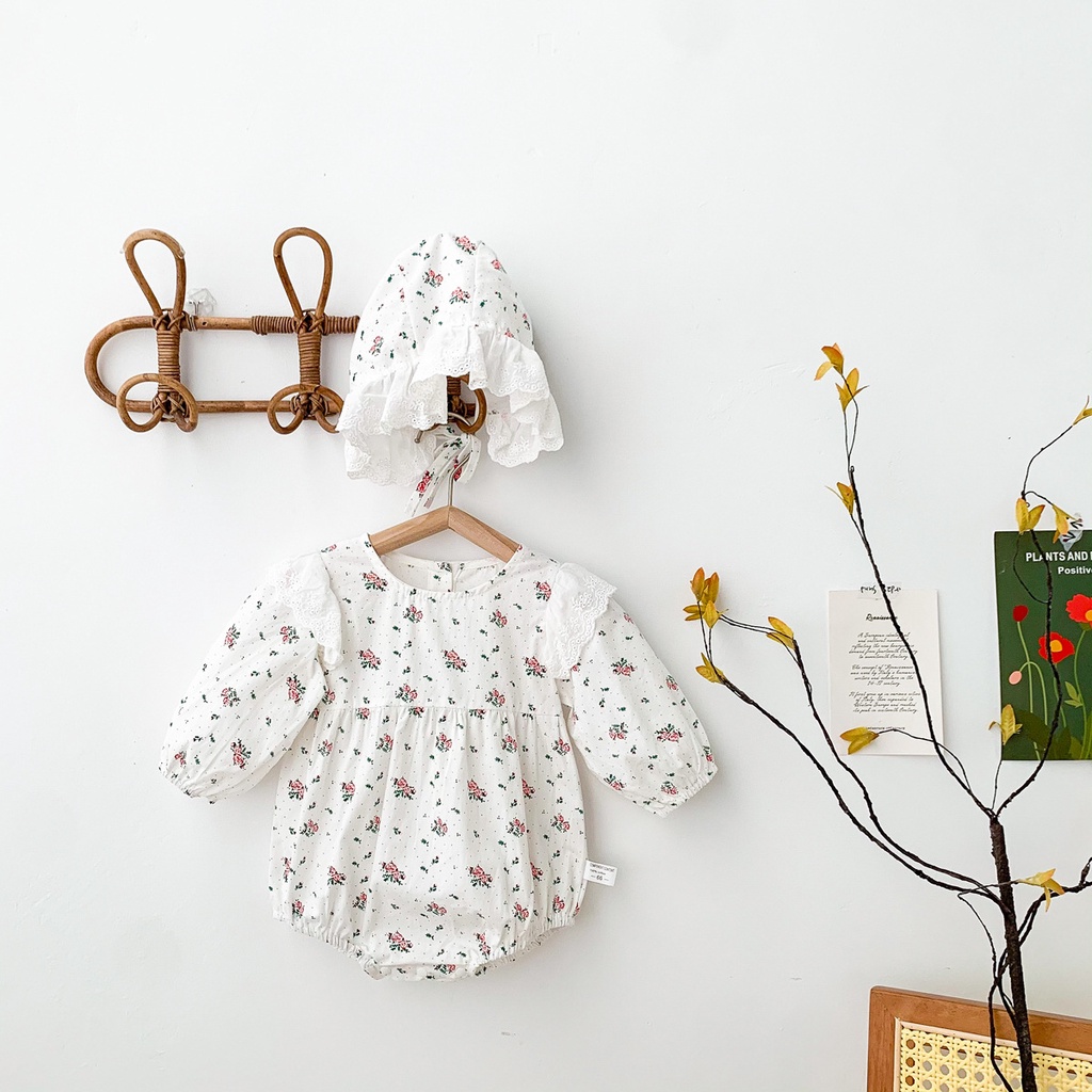 Áo Liền Quần In Hoa Cho Bé Gái Sơ Sinh Từ 0-24 Tháng Tuổi