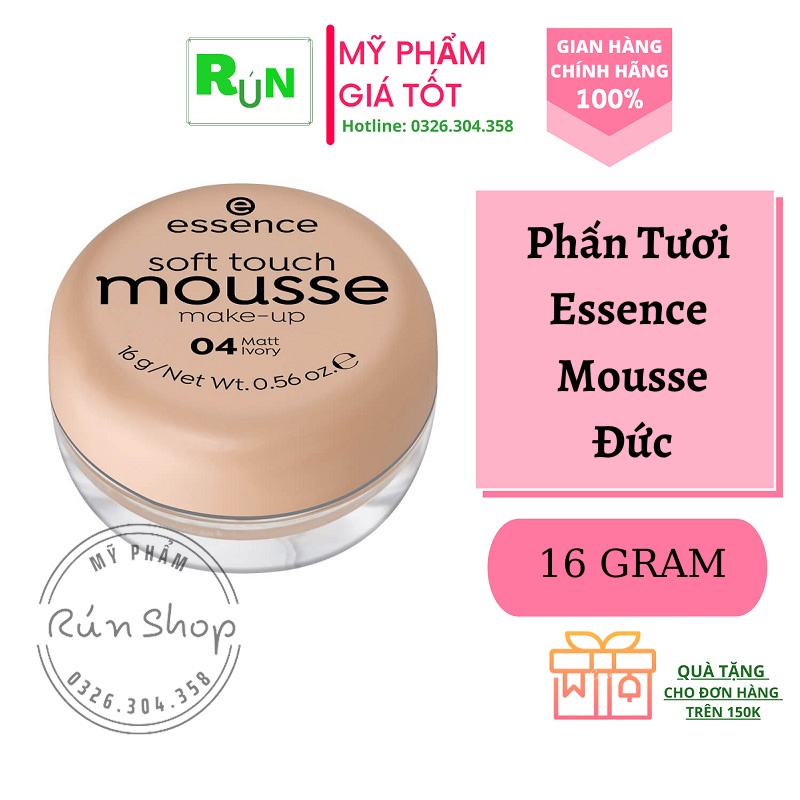 PHẤN TƯƠI ESSENCE SOFT TOUCH MOUSSE [CHÍNH HÃNG] (Tone 04) - Độ che phủ cao, mềm mịn da, lên tông nhẹ nhàng