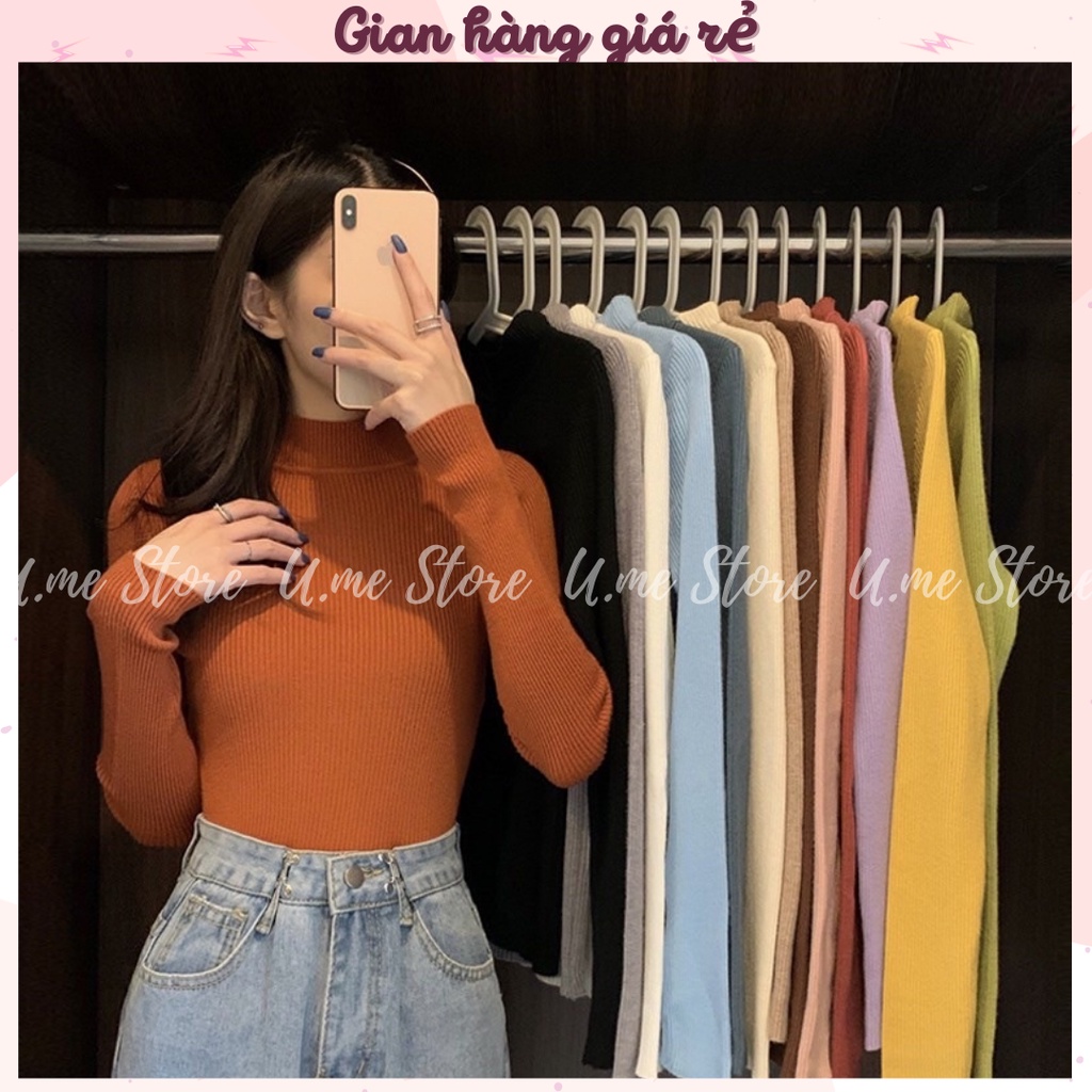 Áo len tăm body cao cổ 3cm dày dặn giữ nhiệt Áo len cổ cao nhiều màu cao cấp cho nữ