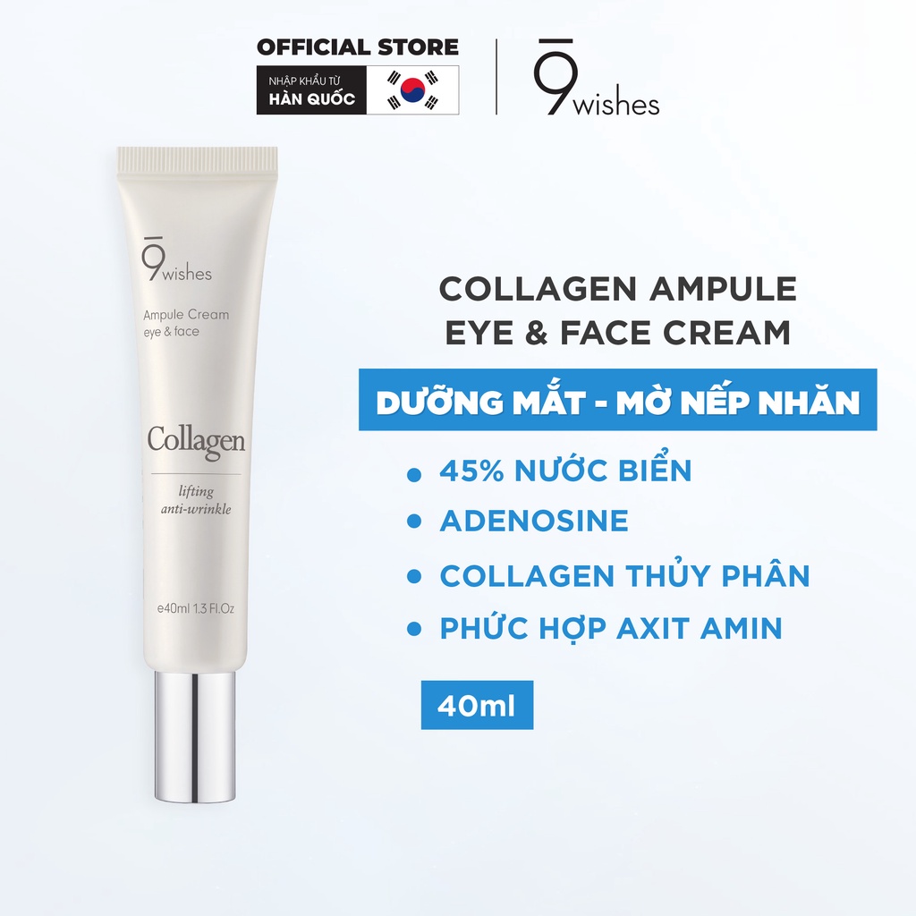 Kem Mắt 9 Wishes Collagen Ampule Eye & Face Cream 40ml