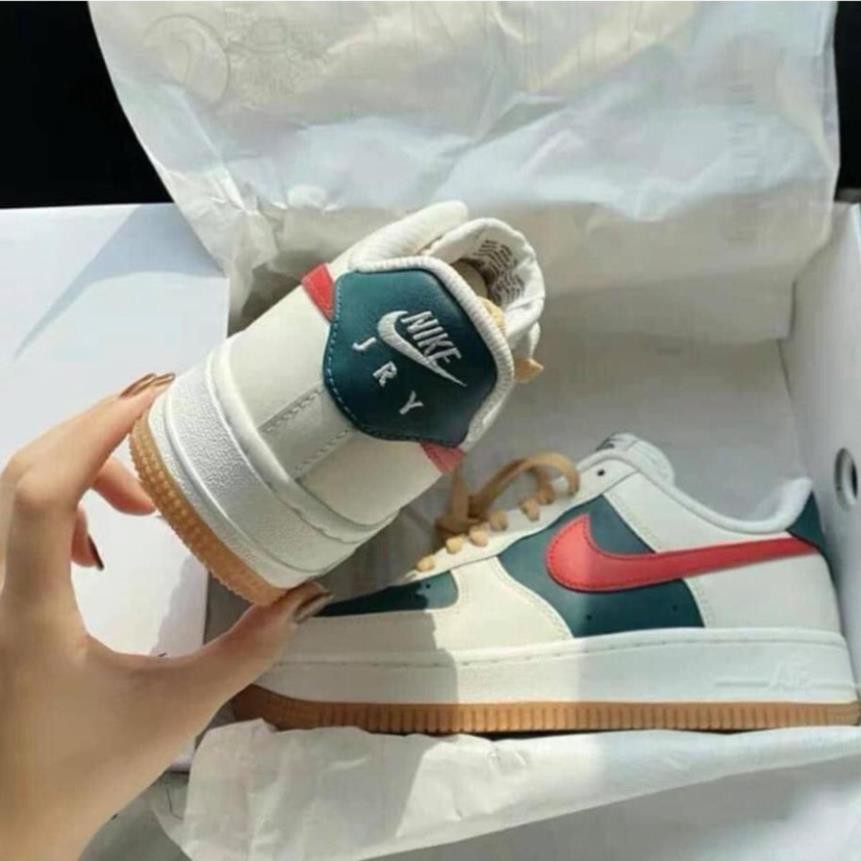 (surucara)Giày Sneaker nam nữ cao cấp full bill box, giày thể thao Jordan AF1 cổ thấp da lộn màu xanh đỏ đế cao, form đẹ