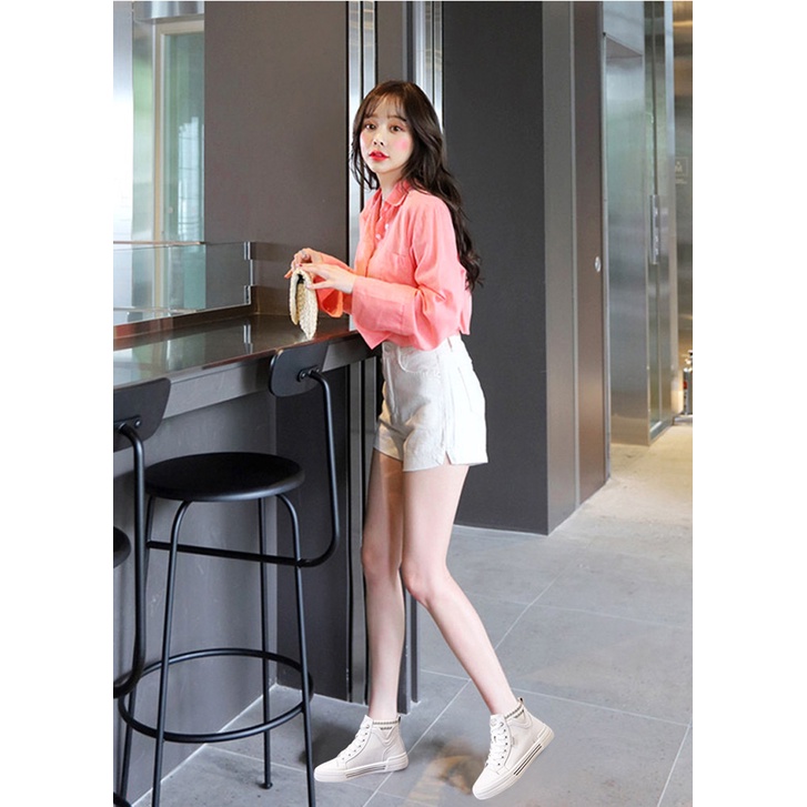 Giày ULZZANG Sneaker Nữ Giày Bata Cổ Cao Đế Bệt 3P