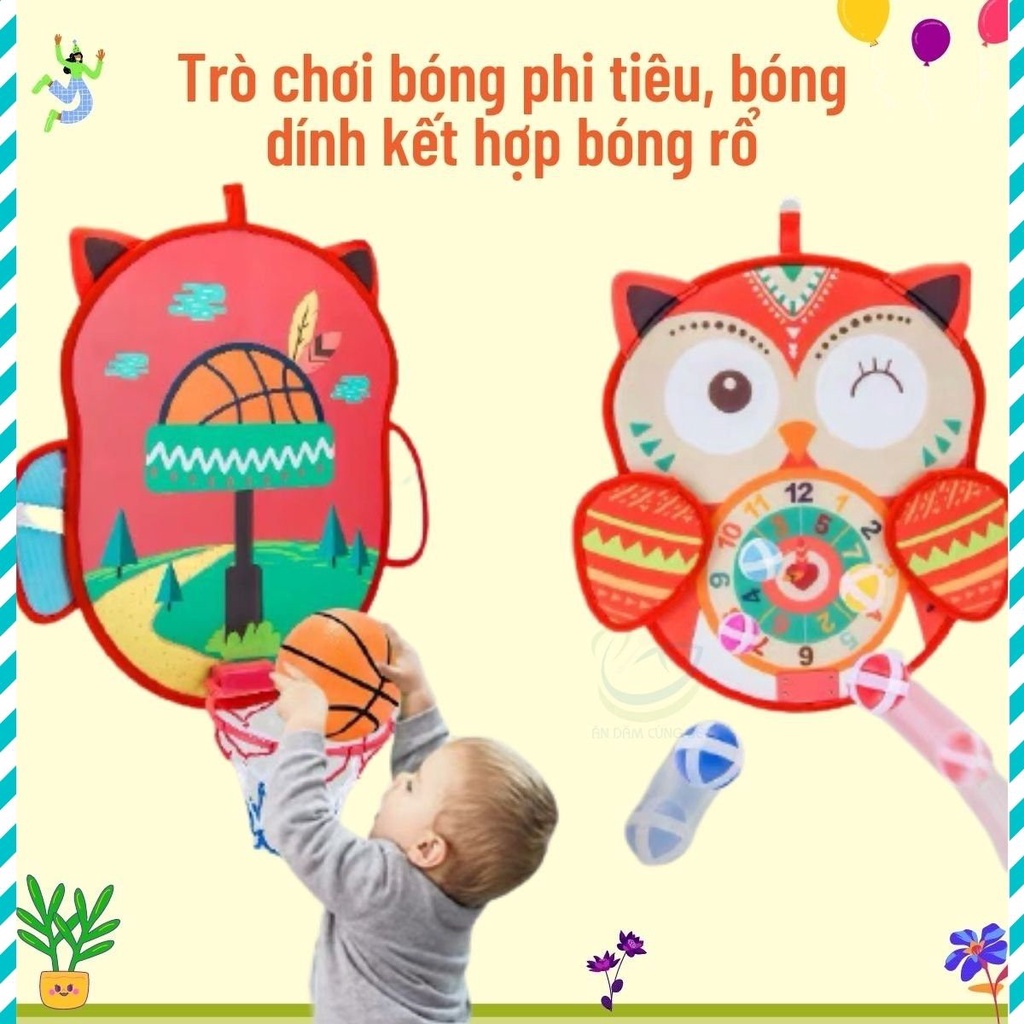 Đồ chơi vận động thông minh cho bé trẻ em 2 3 4 tuổi bóng ném dính phi tiêu bóng rổ mini kết hợp BD1