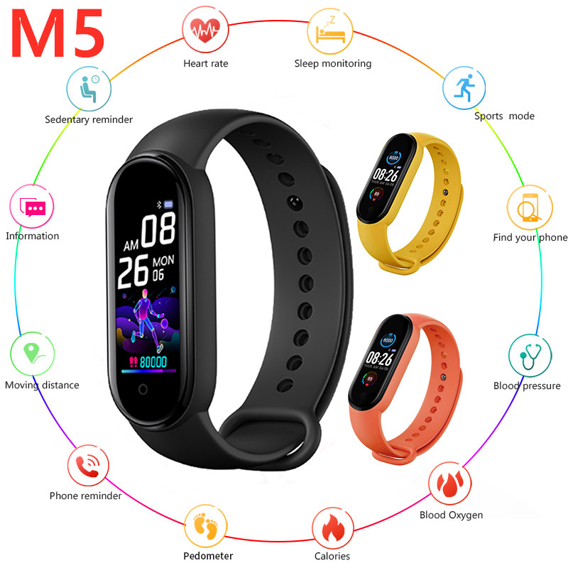 XIAOMI MI Đồng Hồ Đeo Tay Thông Minh M5 Chống Nước Hỗ Trợ Theo Dõi Sức Khỏe Kèm Phụ Kiện