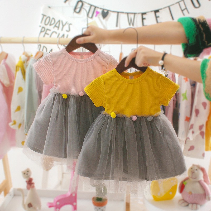 Đầm váy công chúa cho bé gân tăm, ren mềm mại xinh xắn 3 màu chọn lựa size 5-12kg