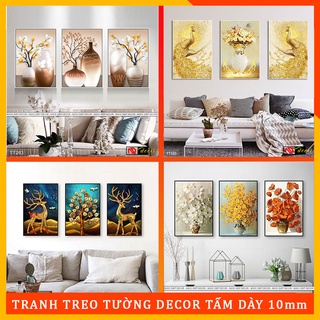 Bộ 3 tấm tranh dán tường phong cách hiện đại - Tranh in mực UV chống thấm, chống ẩm mốc, kèm băng dính xốp