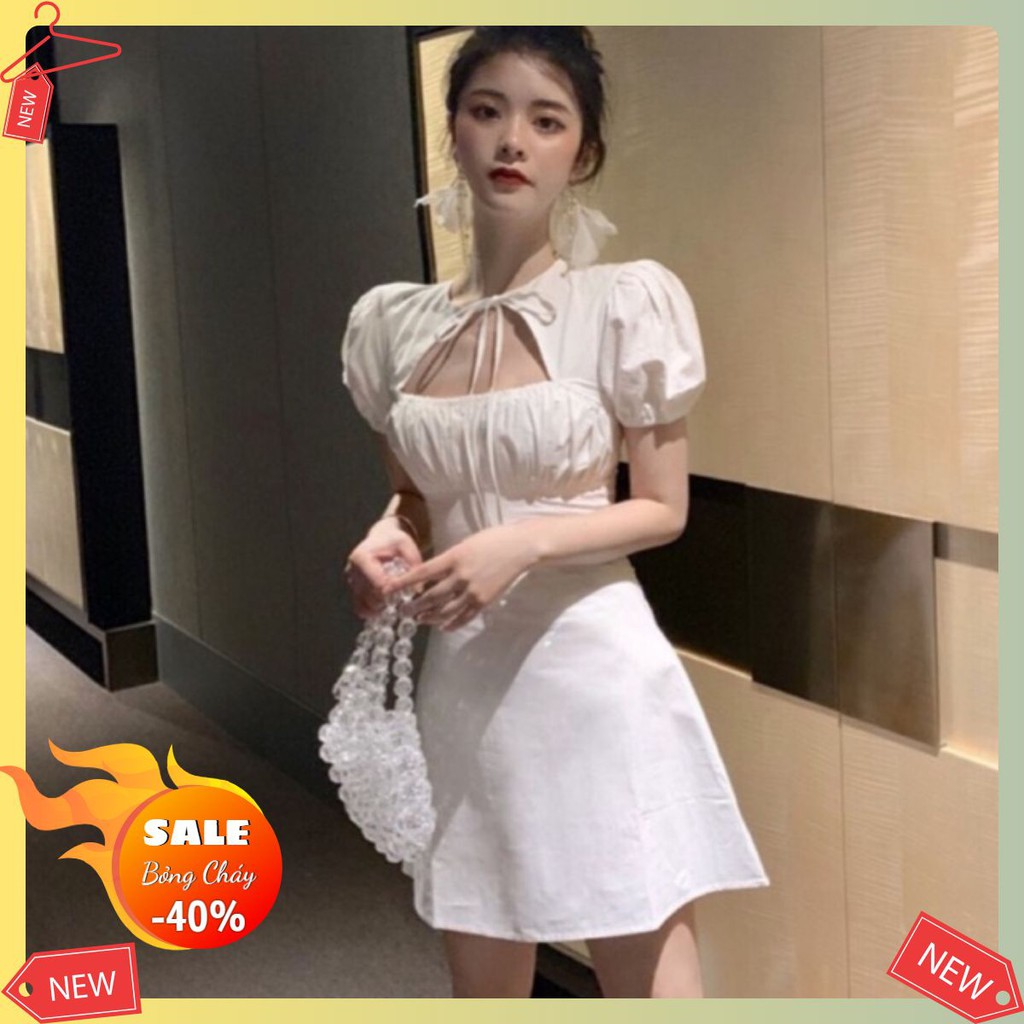 (BÁN LẺ GIÁ SỈ) Đầm đũi tay phồng nhúng ngực (có mút) | BigBuy360 - bigbuy360.vn