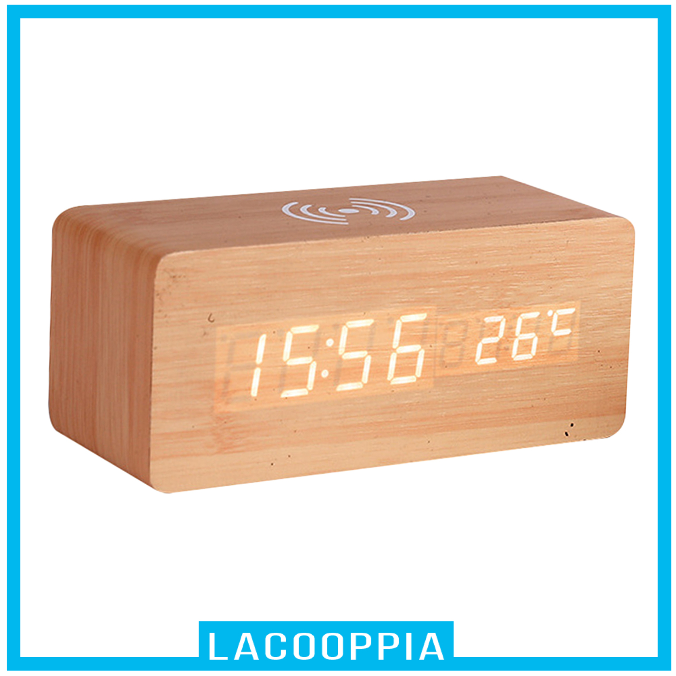 Digital Alarm Clock &amp; Wooden Electronic LED Time Display Temperature Detect