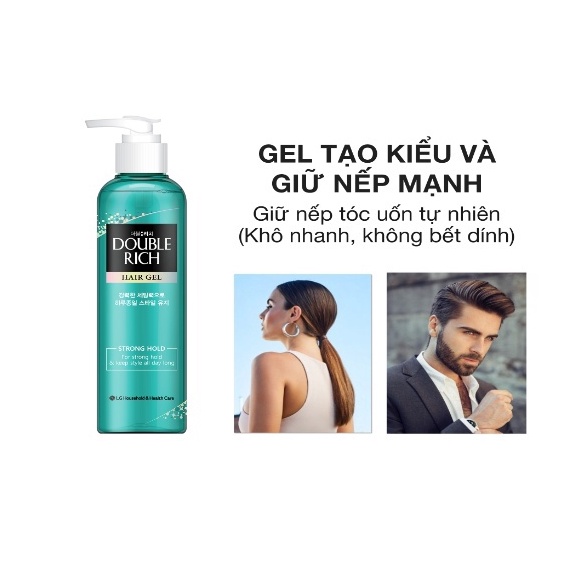 [ĐƠN 299K TẶNG SỮA TẮM 36K] Gel Tạo Kiểu Double Rich Strong Giữ Nếp Uốn Tóc - Soft Giữ Nếp Tự Nhiên 250ml