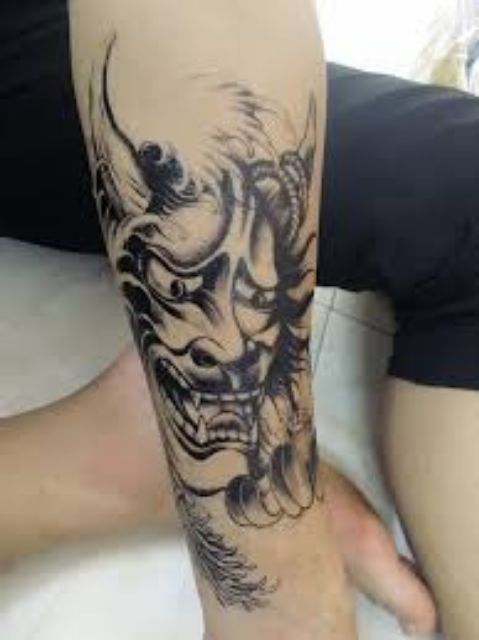 Hình xăm tatoo mặt quỷ, đầu lâu size bắp tay 15x21cm. Xăm dán tạm thời