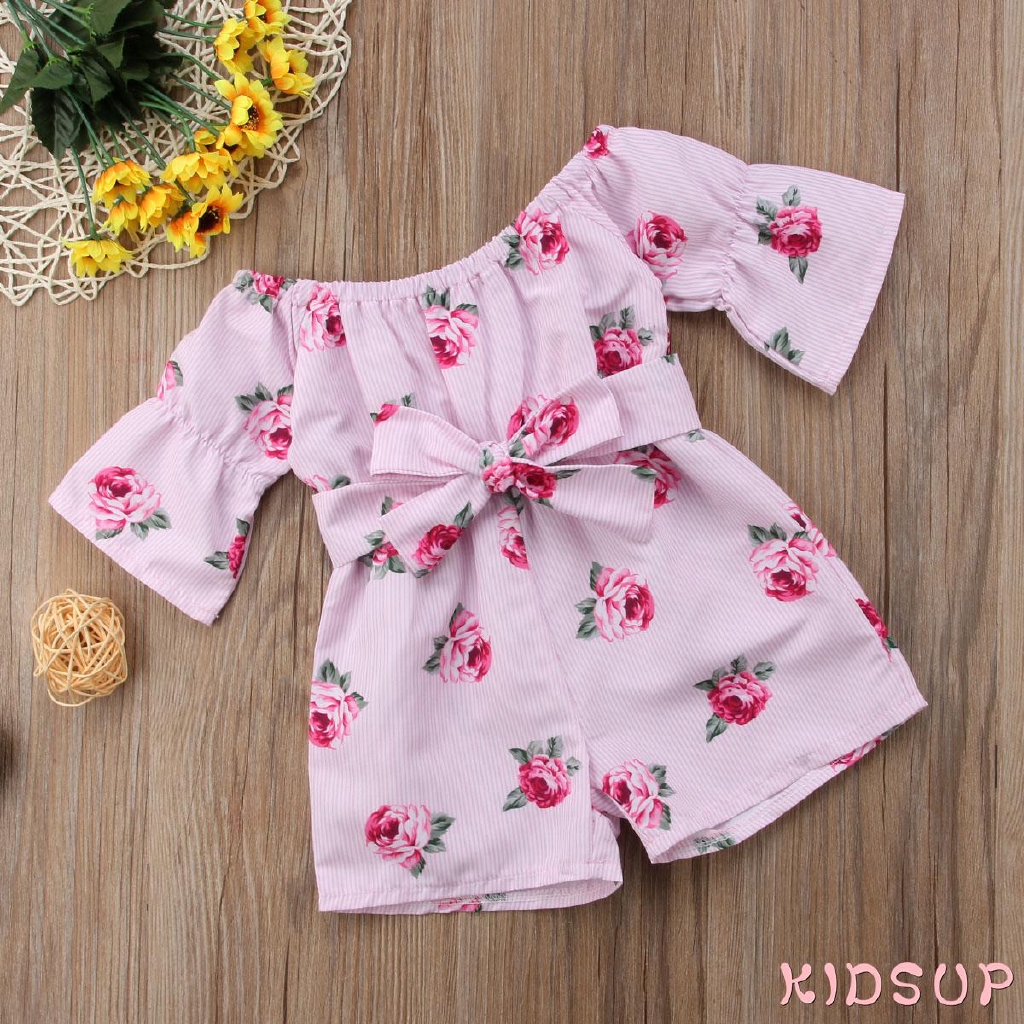 Jumpsuit Hoạ Tiết Hoa Cho Bé Gái