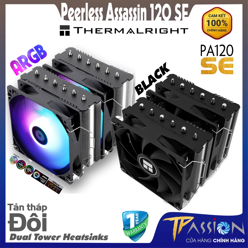 Tản nhiệt khí CPU Thermalright Peerless Assassin 120 SE | PA120 SE ARGB LED 5V -Chính hãng