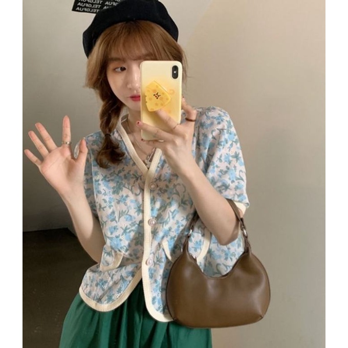 Áo Sơ Mi Tay Ngắn Cổ Chữ V Dáng Rộng Thêu Hoa Phong Cách Retro Pháp Thời Trang Mùa Hè Cho Nữ